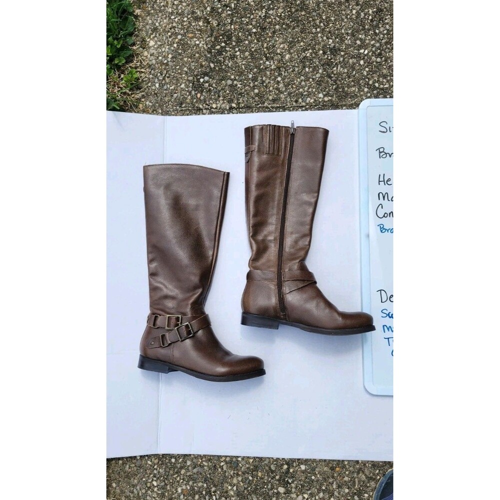 Leather Brown Boots Size 6 Made in Brazil 16" Tall cowgirl boho retro